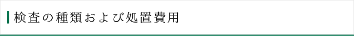 検査の種類および処置費用